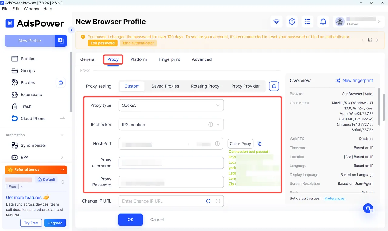 Add IPcook Proxy Details in AdsPower